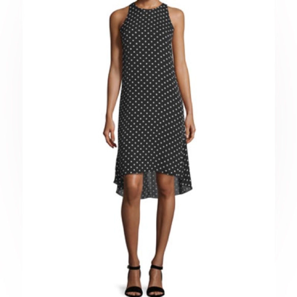 Theory Silk Adlerdale Haze Dot Midi Dress High/Low Hem 10